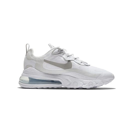 Nike Air Max 270 React Bianca con Dettagli Grigio Fumo Chiaro